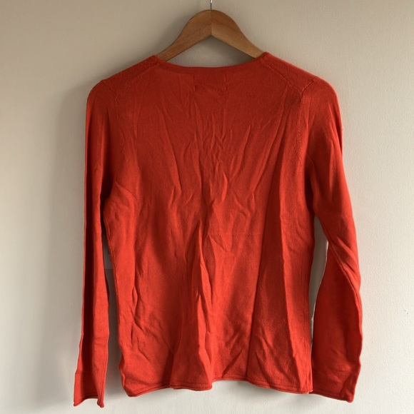 Ellen Tracey 100% extrafine merino wool V-neck sweater burnt orange - Picture 6 of 6